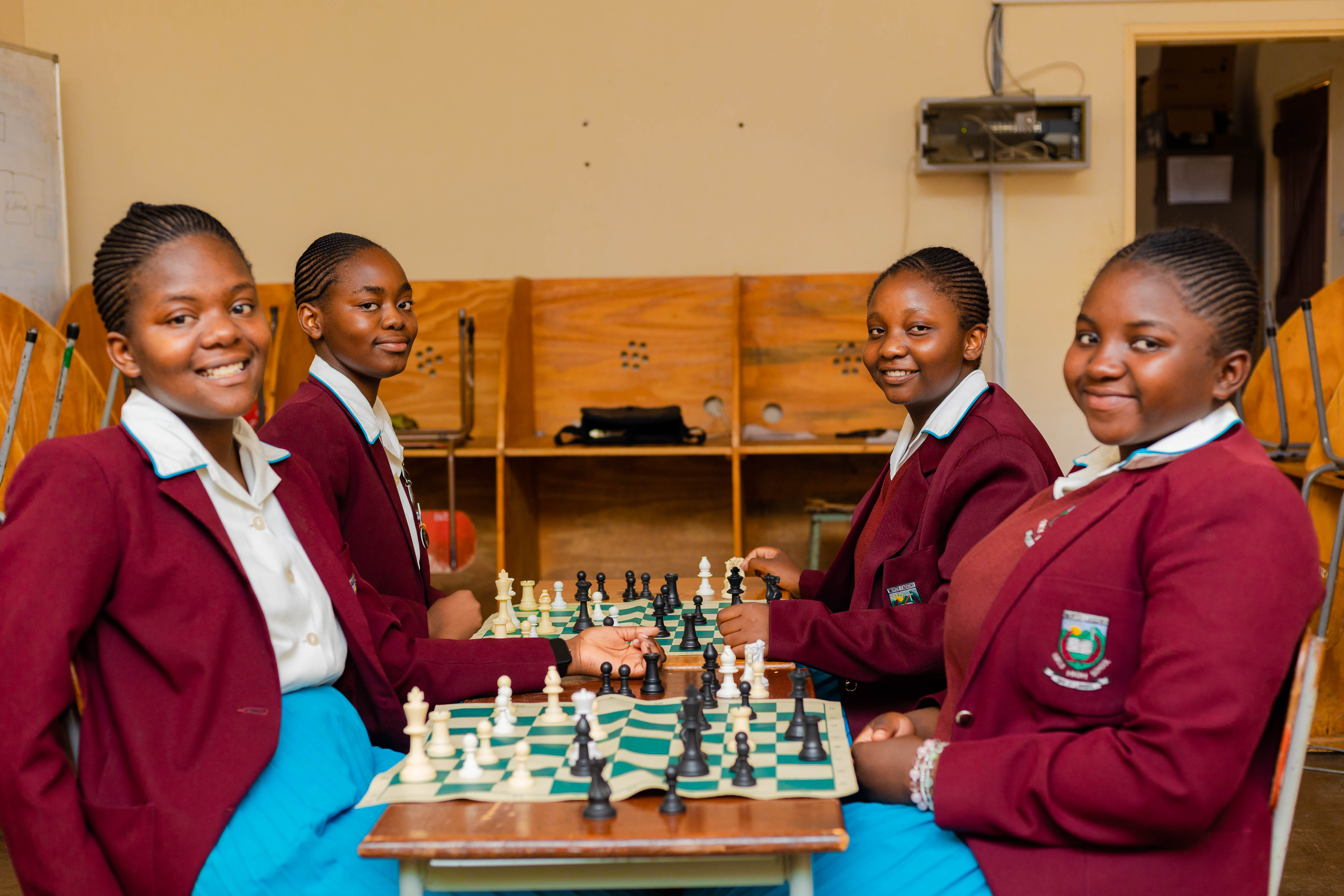 Students competing in chess club